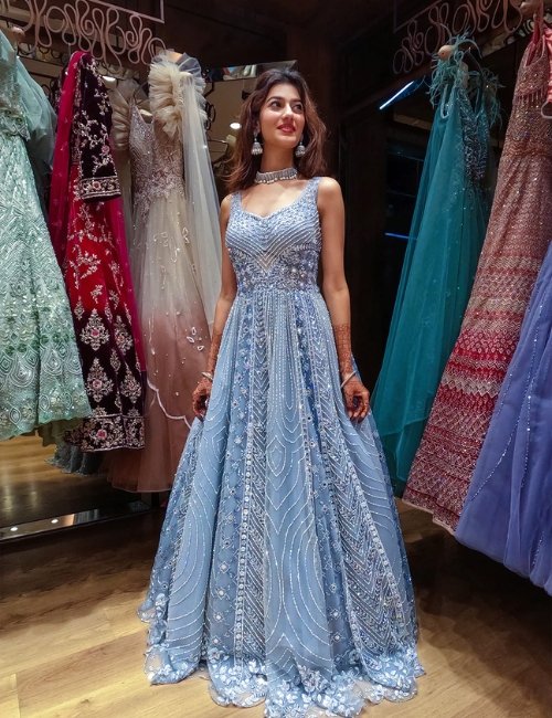 Ice Blue Embellished Gown