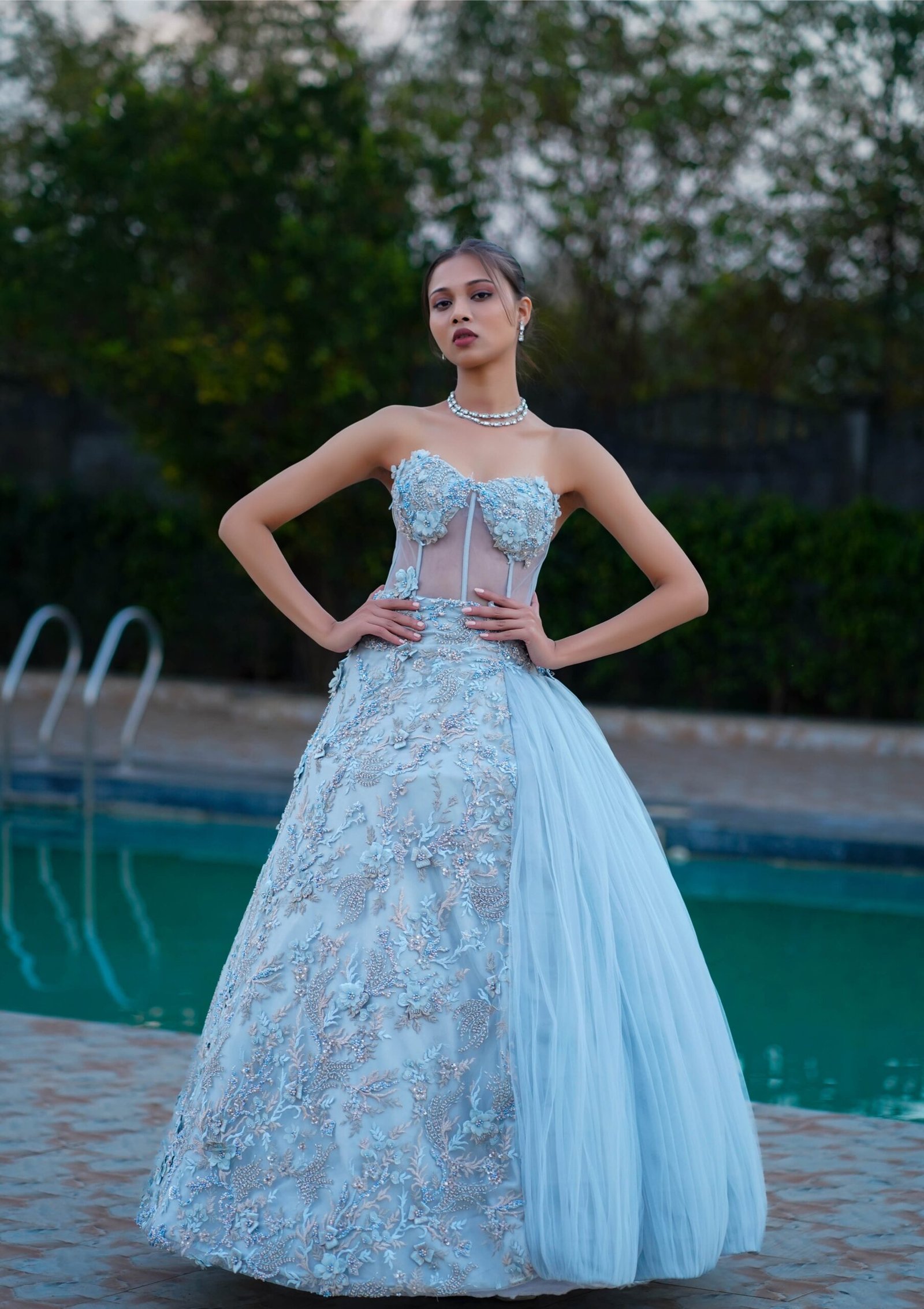 Celeste Embroidered Tulle Couture Gown