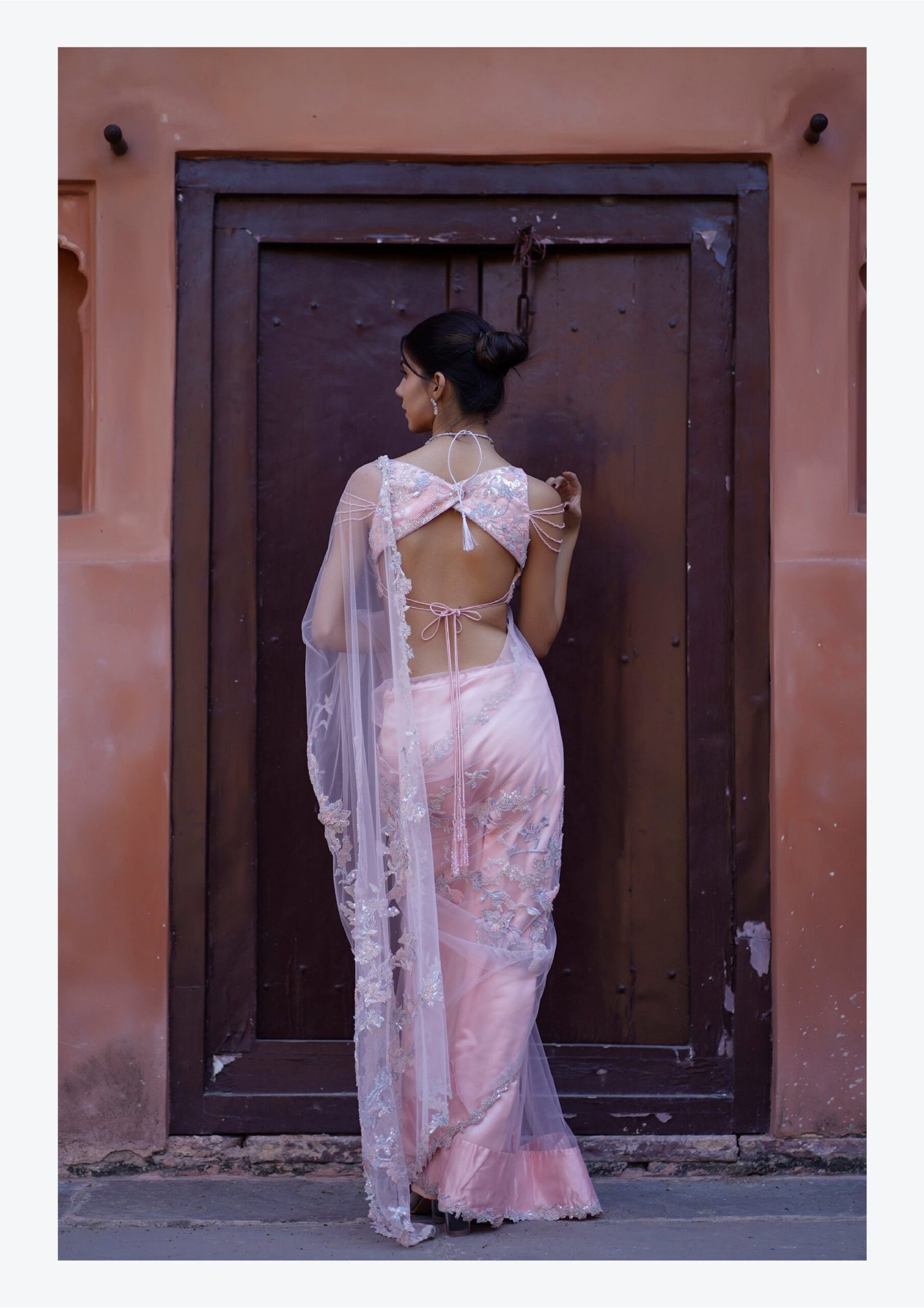 Blush Aura Embroidered Saree Set - Image 2