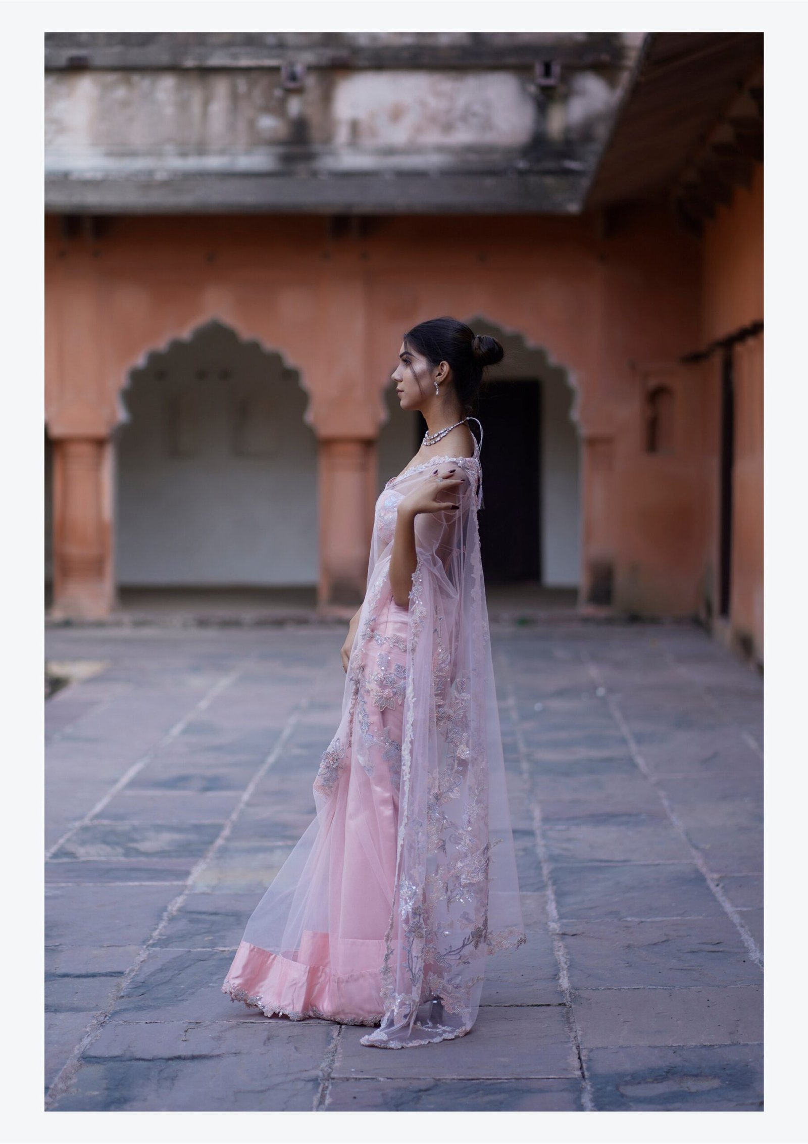 Blush Aura Embroidered Saree Set - Image 3